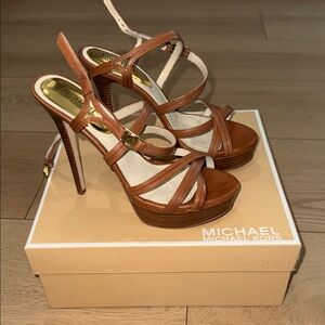 Michael Kors Tan Strappy Platform Heels